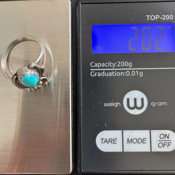 925 Sterling Turquoise Floral Ring - Size 4.75 - Picture 5 of 6